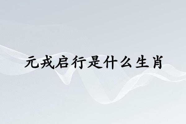 元戎启行是什么生肖